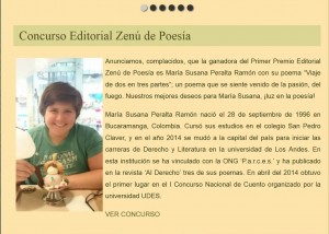 Maria Susana premio poesia Zenu